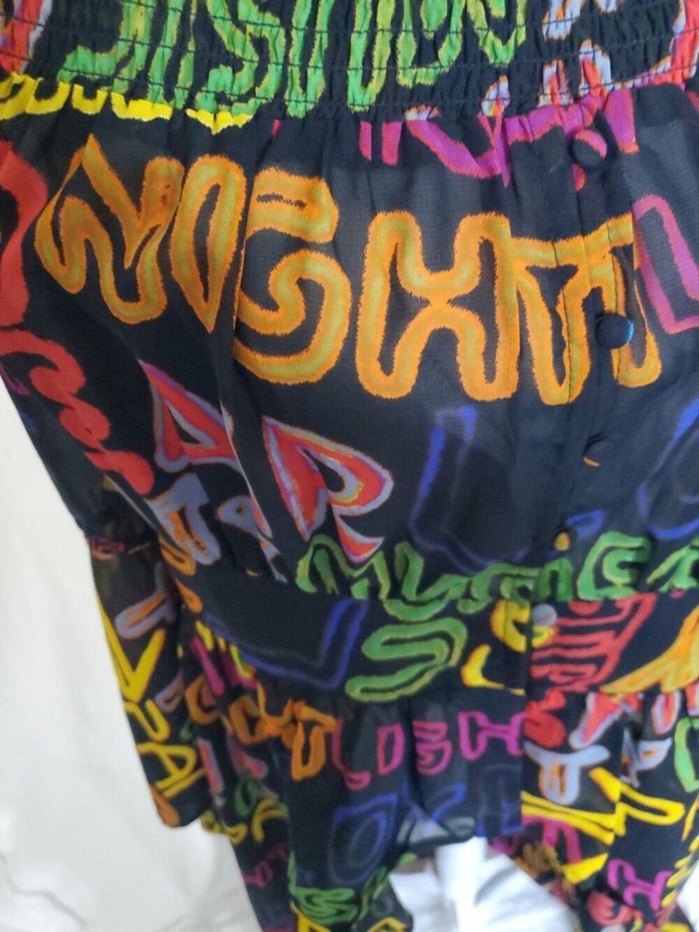 Ashley Stewart Graffti Dramatic Hi Low Duster Fairy Grunge Off Shoulder Sz 14/16 - Picture 2 of 16